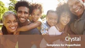  Presentation with generation - Audience pleasing presentation design consisting of american - portrait of multi generation family backdrop and a violet colored foreground