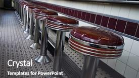  Presentation with 1950s style - Amazing slide set having american 1950 style diner bar backdrop and a dark gray colored foreground