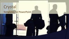  Presentation with airport terminal - Cool new presentation theme with american airlines - business travelers exiting airport terminal backdrop and a cream colored foreground