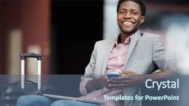  Presentation with 3d man sitting question mark - Slide deck enhanced with american airlines - cheerful adult ethnic man sitting background and a ocean colored foreground