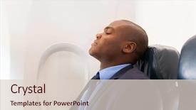  Presentation with airplane queuing on runway - Cool new presentation theme with american airlines - handsome african businessman resting backdrop and a lemonade colored foreground