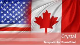  Presentation with american government - Cool new PPT theme with american and canadian flags together backdrop and a coral colored foreground