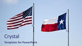 Presentation with texas flag - Colorful slides enhanced with american and texas flags flying backdrop and a sky blue colored foreground