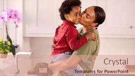  Presentation with army - Theme with american-army-mother-in-uniform background and a coral colored foreground