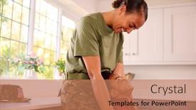  Presentation with army - Slide set with american-army-mother-in-uniform background and a coral colored foreground