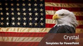  Presentation with united states flag - PPT theme featuring american bald eagle - symbol background and a tawny brown colored foreground