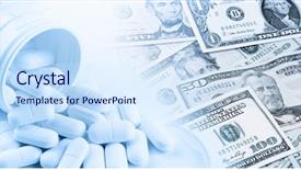  Presentation with health cost - Slide set enhanced with american banknotes cost of health background and a sky blue colored foreground