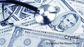  Presentation with health cost - Colorful PPT theme enhanced with american banknotes cost of health backdrop and a light blue colored foreground
