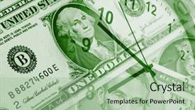  Presentation with time money - Slide deck consisting of american banknotes time is money background and a mint green colored foreground