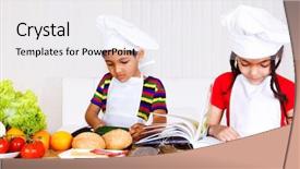  Presentation with sister - Beautiful presentation theme featuring american brother and sister cooking backdrop and a  colored foreground