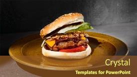  Presentation with simple food - Presentation design having american-burger-with-cheese background and a tawny brown colored foreground