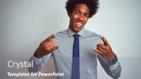  Presentation with music business - Slide deck enhanced with american-business-man-with-afro background and a gray colored foreground
