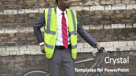  Presentation with african american seniors - Audience pleasing slide set consisting of american businessman in safety vest backdrop and a  colored foreground