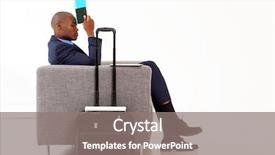  Presentation with airport lounge - Cool new slide set with american businessman resting in airport backdrop and a gray colored foreground