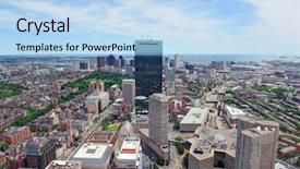  Presentation with boston - Slides with american cities - boston downtown skyline aerial view background and a light blue colored foreground