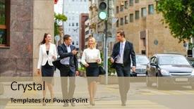  Presentation with full page business services - Cool new PPT theme with american cities - full length portrait backdrop and a coral colored foreground