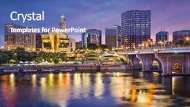  Presentation with skyline - Colorful presentation enhanced with american cities - hartford connecticut usa downtown skyline backdrop and a ocean colored foreground