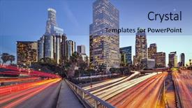  Presentation with downtown los angeles - Slide set featuring american cities - los angeles california usa downtown background and a light blue colored foreground