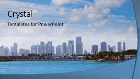  Presentation with miami beach - Audience pleasing slide deck consisting of american cities - miami downtown mist foggy skyline backdrop and a light blue colored foreground