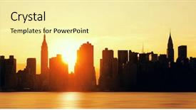  Presentation with new york city - Presentation theme with american cities - new york city skyscrapers silhouette background and a  colored foreground