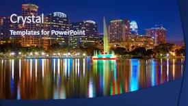  Presentation with orlando florida usa downtown city - Colorful theme enhanced with american cities - orlando skyline sunset at lake backdrop and a  colored foreground