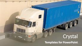  Presentation with road quality - Audience pleasing PPT theme consisting of american container truck on road backdrop and a gray colored foreground