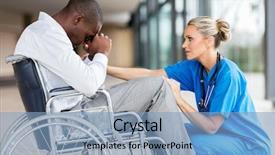  Presentation with caring - Slide deck consisting of american disabilities - caring middle aged doctor comforting background and a light blue colored foreground