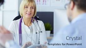  Presentation with surgery - Beautiful presentation featuring american-doctor-talking-to-woman backdrop and a light blue colored foreground