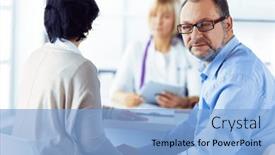  Presentation with surgery - Slide deck consisting of american-doctor-talking-to-woman background and a light blue colored foreground