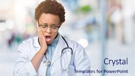  Presentation with african american grandmother - Slides enhanced with american doctor woman wearing medical background and a  colored foreground