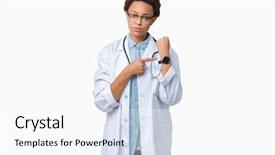  Presentation with african american couples in the mountains - Colorful theme enhanced with american doctor woman wearing medical backdrop and a  colored foreground