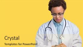  Presentation with doctor african - Beautiful PPT layouts featuring american doctor woman wearing medical backdrop and a  colored foreground