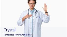  Presentation with ophthalmology african american models - Slides with american doctor woman wearing medical background and a sky blue colored foreground