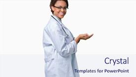  Presentation with doctor african - Audience pleasing slides consisting of american doctor woman wearing medical backdrop and a light blue colored foreground