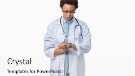  Presentation with doctor african - Presentation theme featuring american doctor woman wearing medical background and a  colored foreground