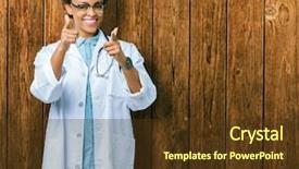  Presentation with american energy - Beautiful slide set featuring american doctor woman wearing medical backdrop and a  colored foreground