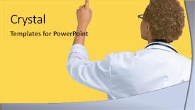  Presentation with religious african american - Amazing presentation design having american doctor woman wearing medical backdrop and a yellow colored foreground