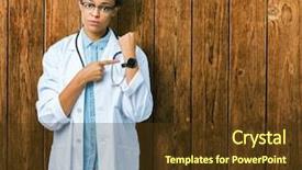  Presentation with doctor african - Presentation theme featuring american doctor woman wearing medical background and a  colored foreground