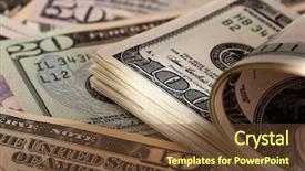  Presentation with floating dollar bills - Presentation theme having american dollar bills background and a tawny brown colored foreground
