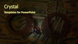  Presentation with american history - Slide set consisting of american economy history - handcuffs background and a  colored foreground