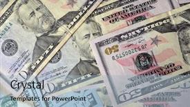  Presentation with money transfer applications - Theme having american economy history - money background background and a  colored foreground