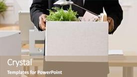  Presentation with personal - Presentation theme having american enterprise - fired businessman packing personal desk background and a coral colored foreground