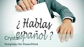  Presentation with signboard - Presentation theme consisting of american enterprise - man wearing a suit holding background and a sky blue colored foreground