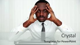  Presentation with workplace - Presentation design having american enterprise - pensive african businessman sitting background and a  colored foreground