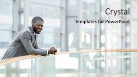  Presentation with management - Slide deck consisting of american enterprise - self-employed professional in sphere background and a  colored foreground