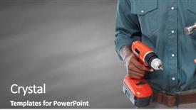  Presentation with drill - Colorful presentation theme enhanced with american enterprise - worker man with hammer backdrop and a  colored foreground