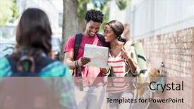  Presentation with man looking up happy - Audience pleasing theme consisting of american explorers - happy young couple looking backdrop and a coral colored foreground