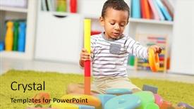  Presentation with room - Colorful slide set enhanced with american explorers - little boy playing with his backdrop and a yellow colored foreground