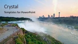  Presentation with falls - Beautiful presentation theme featuring american falls from niagara falls backdrop and a light blue colored foreground
