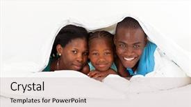  Presentation with african american church family - Slides having american family lying under duvet background and a mint green colored foreground